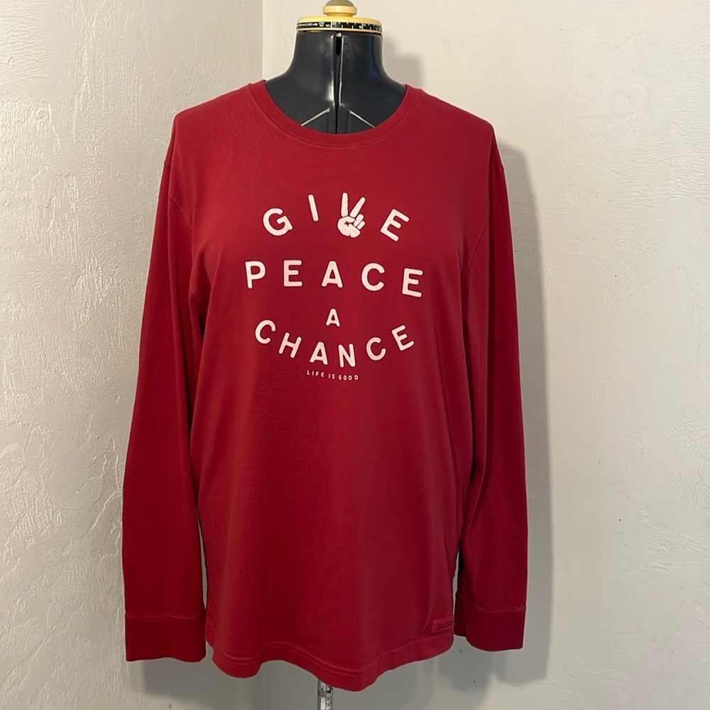 “Give Peace a Chance” Life Is Good Long Sleeve 100% Cotton Shirt